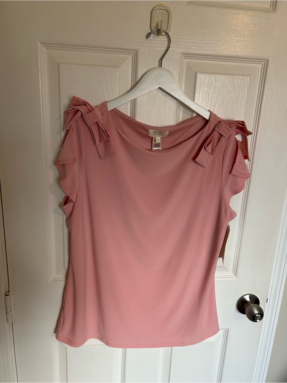 Pink Tie-Shoulder Blouse